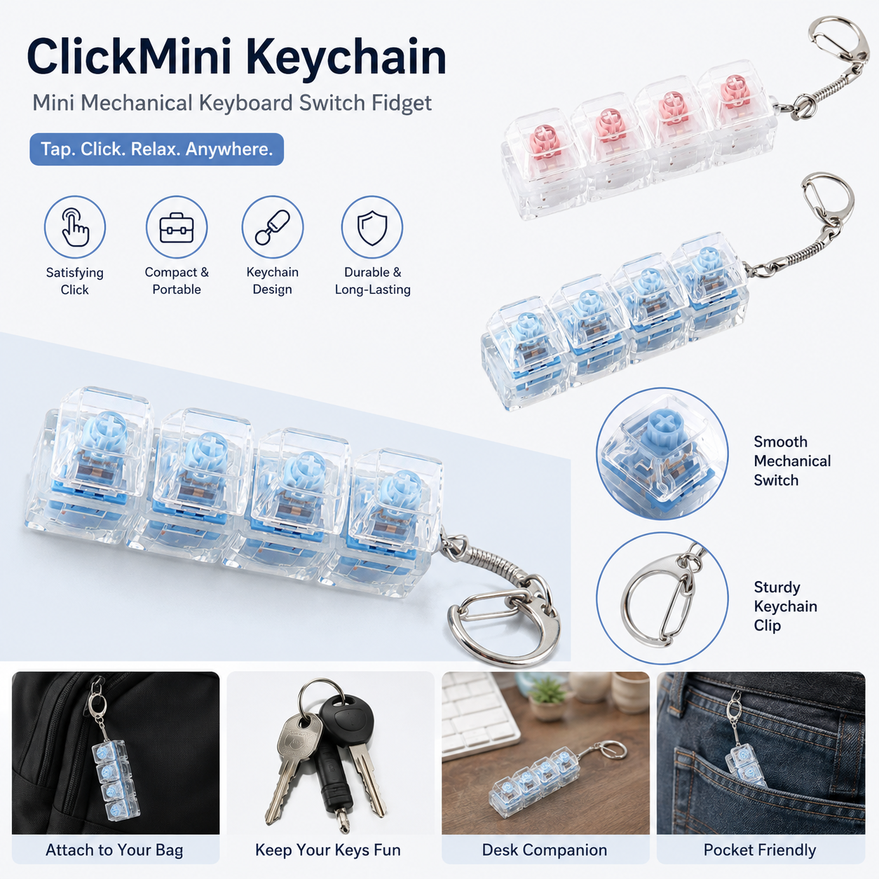 ClickMini Keychain – Mini Mechanical Keyboard Switch Fidget