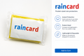 Packaged raincard with product details and pricing on a white background